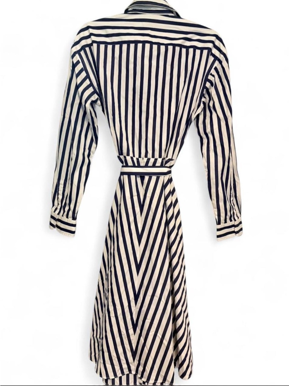 Ralph Lauren Navy and White Striped Maxi Shirt Dress - Picture 2 of 5
